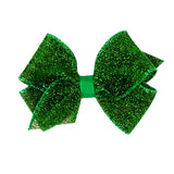 Wee Ones Extra Small Glimmer Shimmer Hair Bow on Clippie - Green
