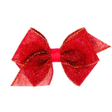 Wee Ones Extra Small Glimmer Shimmer Hair Bow on Clippie - Red