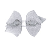 Wee Ones Extra Small Glimmer Sparkle Hair Bow on Clippie - Silver