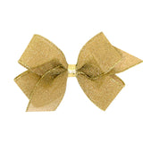 Wee Ones Medium Glimmer Sparkle Hair Bow on Clippie - Gold