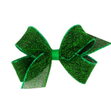 Wee Ones Medium Glimmer Shimmer Hair Bow on Clippie - Green