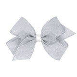 Wee Ones Medium Glimmer Sparkle Hair Bow on Clippie - Silver