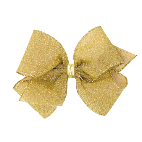 Wee Ones King Glimmer Sparkle Hair Bow on Clippie - Gold
