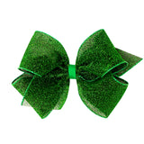 Wee Ones King Glimmer Shimmer Hair Bow on Clippie - Green