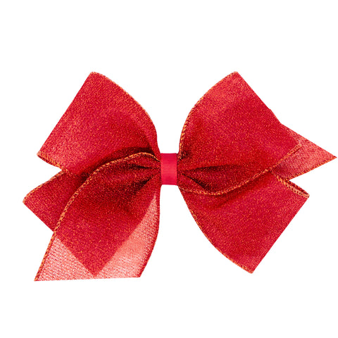 Wee Ones King Glimmer Shimmer Hair Bow on Clippie - Red