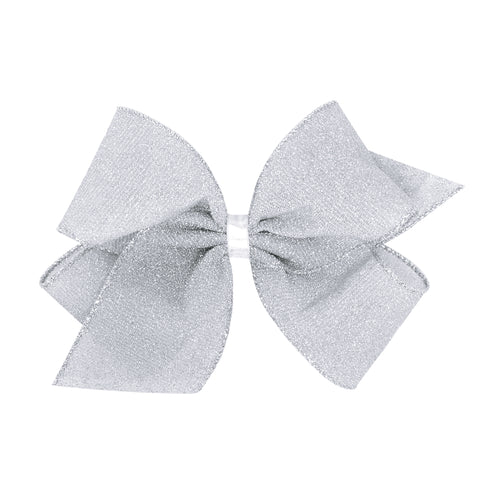 Wee Ones King Glimmer Sparkle Hair Bow on Clippie - Silver