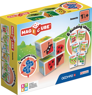 Geomag Magicube Insect Friends
Geomag Magicube toy set packaging with colorful cubes and building ideas on a white background