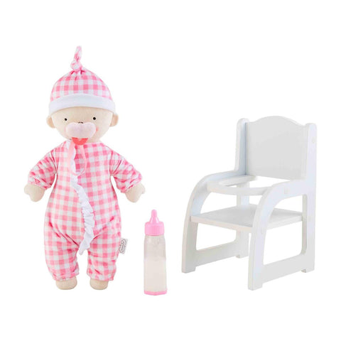 Mud Pie Baby Doll & High Chair Set, Mud Pie, Baby Doll, Baby Doll Highchair, Baby Doll Plush Set, cf-type-dolls, cf-vendor-mud-pie, Highchair, Mud Pie, Mud Pie Baby Doll, Plush Baby, Plush Ba