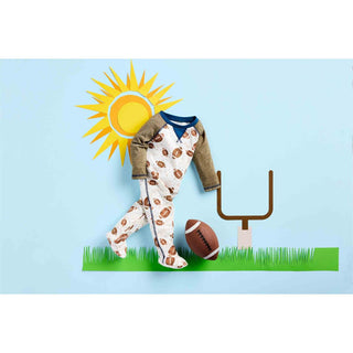 Mud Pie Football Sleeper, Mud Pie, cf-size-0-3-months, cf-size-3-6-months, cf-type-footie, cf-vendor-mud-pie, Football, Football Footie, Game Day, Gender Neutral, Gender Neutral Baby Gift, Ge