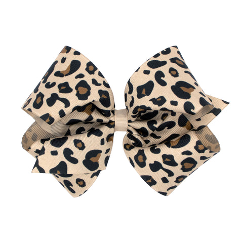 Oat Leopard Print Hair Bow on Clippie, Wee Ones, Alligator Clip, Alligator Clip Hair Bow, Animal Print, cf-size-king, cf-size-medium, cf-type-hair-bow, cf-vendor-wee-ones, Clippie, Clippie Ha