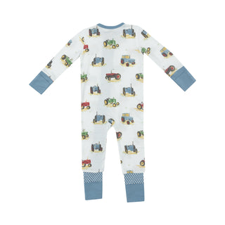 Angel Dear 2 Way Zipper Romper - Vintage Tractors