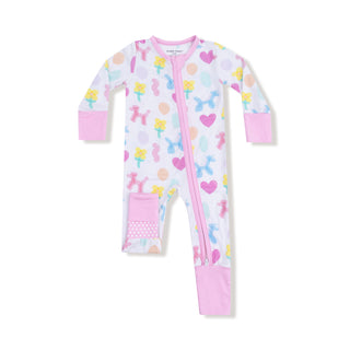 Angel Dear 2 Way Zipper Romper - Balloon Animals Pink
Baby onesie with colorful patterns on a white background