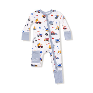 Angel Dear 2 Way Zipper Romper - Crayon Construction
Baby onesie with vehicle pattern on a white background