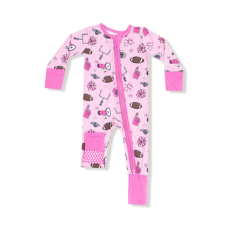 Angel Dear 2 Way Zipper Romper - Game Day Pink