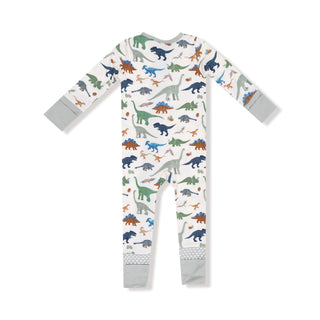 Angel Dear 2 Way Zipper Romper - Washy Dinos
Children's onesie with dinosaur pattern on a white background