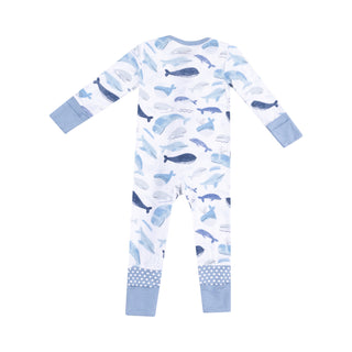 Angel Dear 2 Way Zipper Romper - Blue Whales