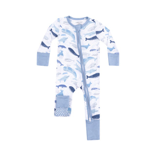 Angel Dear 2 Way Zipper Romper - Blue Whales