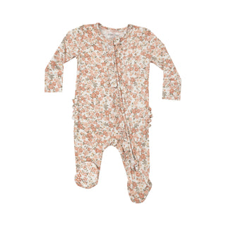 Angel Dear 2 Way Zipper Ruffle Footie - Sweet Rose Calico