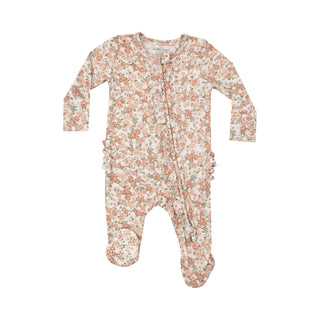 Angel Dear 2 Way Zipper Ruffle Footie - Sweet Rose Calico