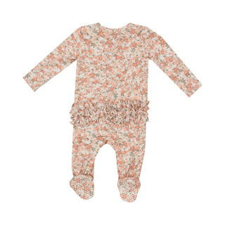 Angel Dear 2 Way Zipper Ruffle Footie - Sweet Rose Calico