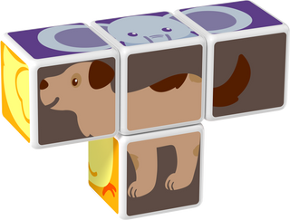 Geomag Magicube Animal Friends
Cube with cartoon dog faces on each face on a white background
