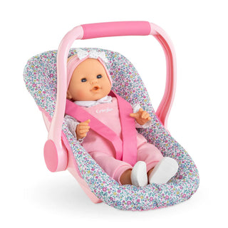 Corolle Floral Baby Doll Carrier - Pink & Blue
Baby doll in a floral baby seat with pink accents on a white background