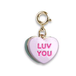 Charm It! Gold Candy Heart Charm
Heart-shaped charm with 'LUV YOU' text on a white background