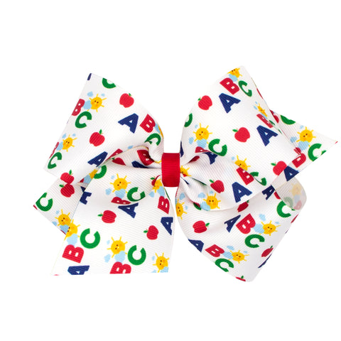 ABC Printed Grosgrain Hair Bow on Clippie, Wee Ones, ABC, Alligator Clip, Alligator Clip Hair Bow, Back To School, cf-size-king, cf-size-medium, cf-size-mini, cf-type-hair-bow, cf-vendor-wee-