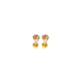 Pip Pop Post Earrings - Snowcone Stud
Pair of rainbow hot air balloon earrings on a white background