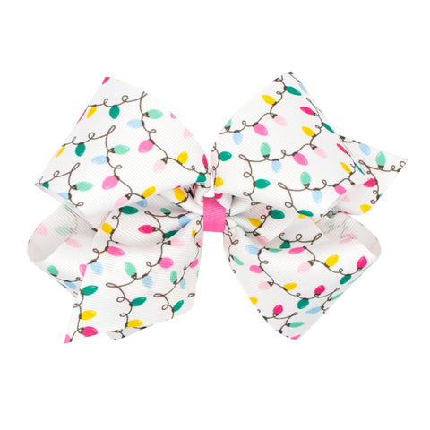 Wee Ones King Holiday Lights Printed Grosgrain Hair Bow on Clippie