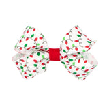 Wee Ones Mini Classic Holiday Lights Printed Grosgrain Hair Bow on Clippie
