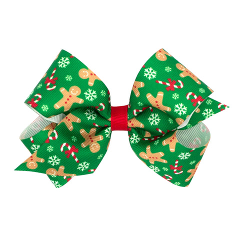 Wee Ones Medium Gingerbread Printed Grosgrain Hair Bow on Clippie