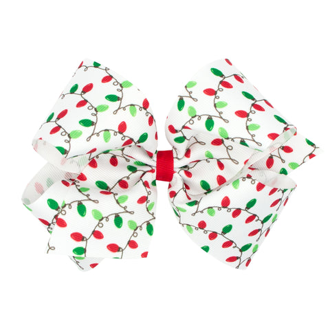 Wee Ones King Classic Holiday Lights Printed Grosgrain Hair Bow on Clippie