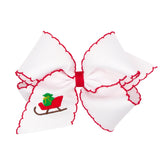 Wee ones King Embroidered Moonstitch Grosgrain Hair Bow on Clippie - Sleigh