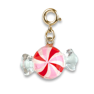 Charm It! Gold Peppermint Candy Charm
Gold charm with a red and white candy design on a white background