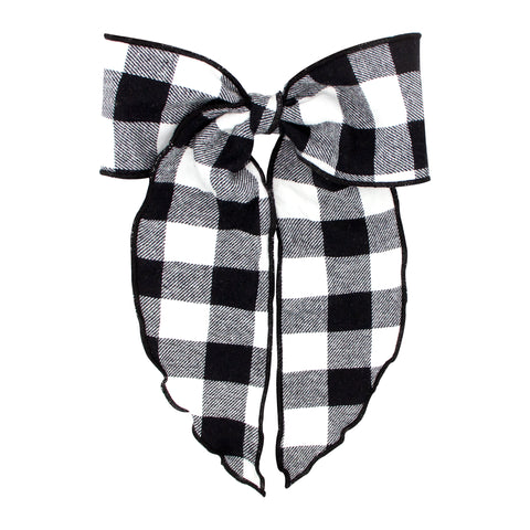 Wee Ones Medium Flannel Streamer Fabric Bow on Clippie - Black & White