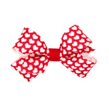 Wee Ones Mini Red with White Hearts Print Hair Bow on Clippie