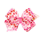Wee Ones Medium Sequins Heart Print Hair Bow on Clippie