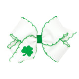 Wee Ones Medium Moonstitch with Shamrock Embroidered Hair Bow on Clippie