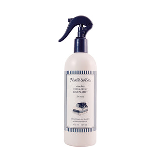Noodle & Boo Ultra Fresh Linen Mist laundry detergent bottle with a clean, minimalist label and a white cap.