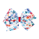 Wee Ones Star Print Sequin Hair Bow on Clippie King