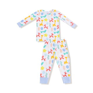 Angel Dear Long Sleeve Loungewear Set - Balloon Animals Blue
Children's onesie with colorful balloon dog pattern on a white background