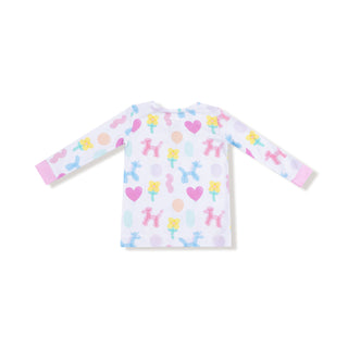 Angel Dear Long Sleeve Loungewear Set - Balloon Animals Pink
Children's long-sleeve shirt with colorful pattern on a white background