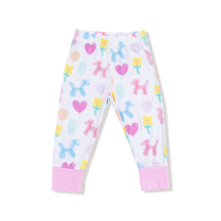 Angel Dear Long Sleeve Loungewear Set - Balloon Animals Pink
Children's leggings with colorful dog and heart pattern on a white background