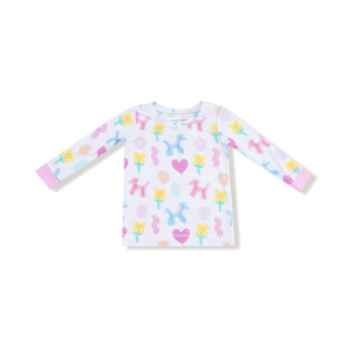 Angel Dear Long Sleeve Loungewear Set - Balloon Animals Pink
Children's long-sleeve shirt with colorful pattern on a white background