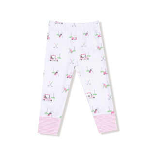 Angel Dear Long Sleeve Loungewear Set - Baby Golf Carts Pink
White leggings with pink accents and golf-themed pattern on a white background