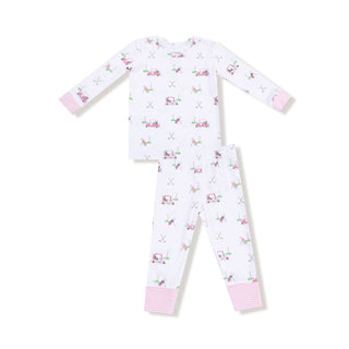 Angel Dear Long Sleeve Loungewear Set - Baby Golf Carts Pink
Children's pajama set with pink and green pattern on a white background