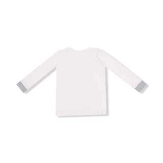 Angel Dear Long Sleeve Loungewear Set - Cowboy Dogs
White long-sleeve shirt with gray cuffs on a white background
