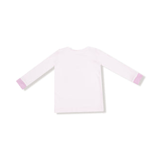 Angel Dear Long Sleeve Loungewear Set - Cowgirl Dogs
White long-sleeve shirt with pink accents on a white background