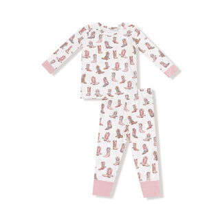 Angel Dear Long Sleeve Loungewear Set - Future Cowgirl
Children's pajama set with cowboy boot pattern on a white background